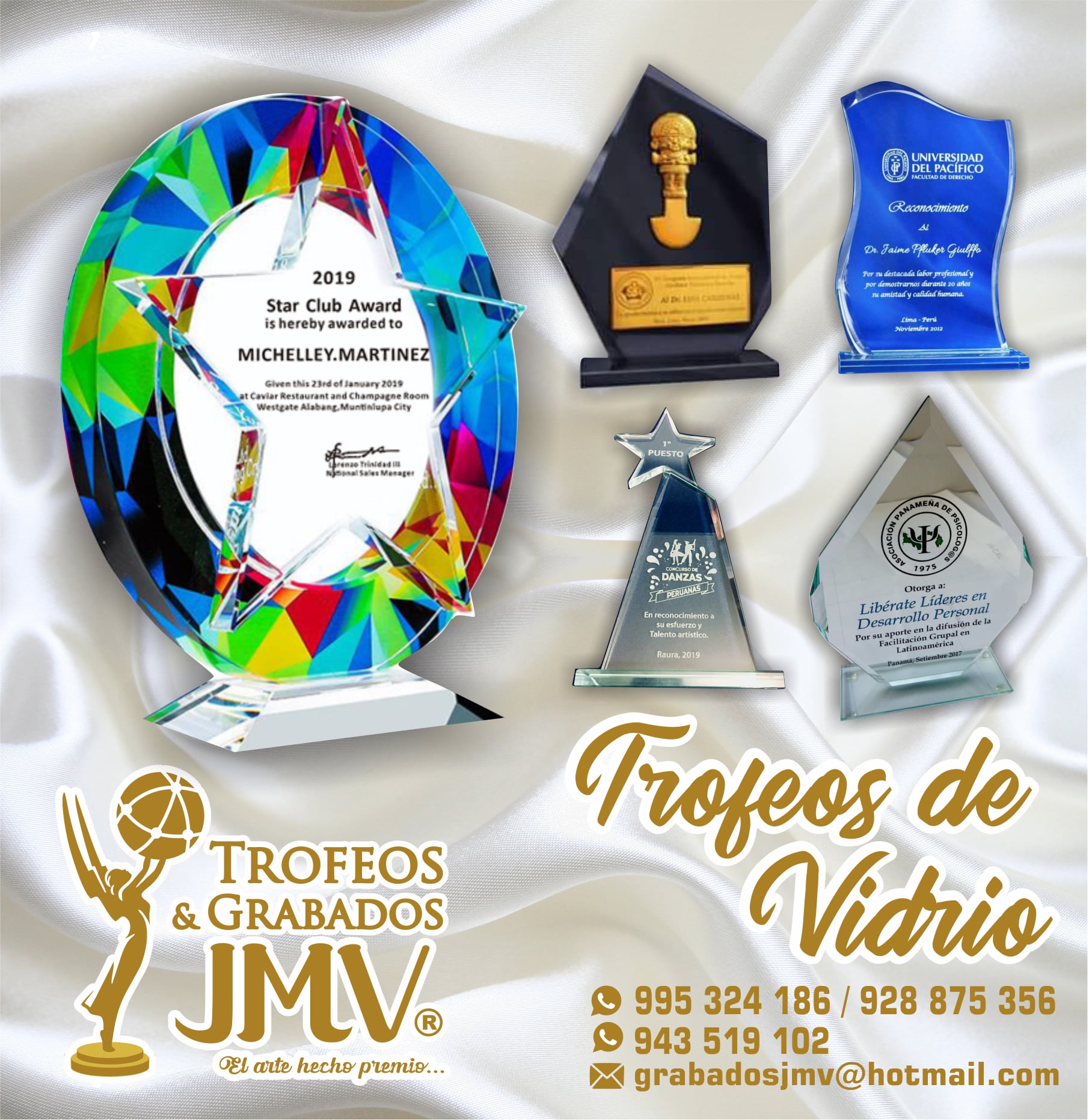 TROFEOS DE VIDRIO PLACAS DE MARMOL 